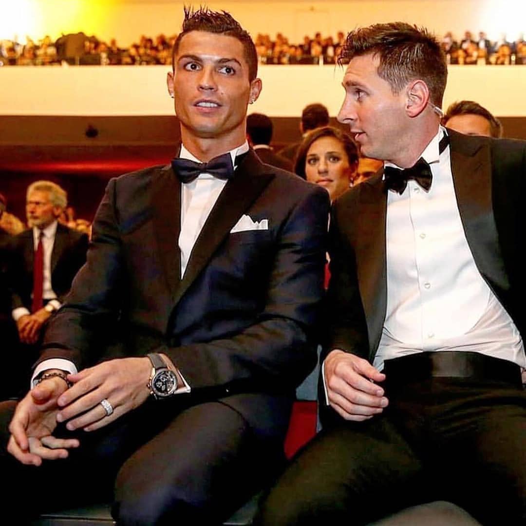 Cristiano Ronaldo and Lionel Messi in Ballon d'or award ceremony