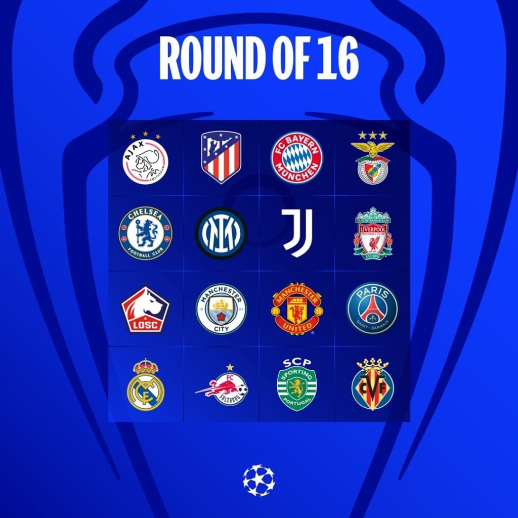 Clubs that qualified for the champions league RO16